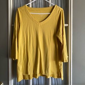 J. Jill Pima cotton Vneck tee in mustard yellow